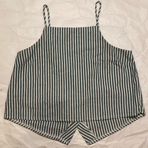 PacSun green and‎ white striped tank top Sz med - Picture 1 of 4
